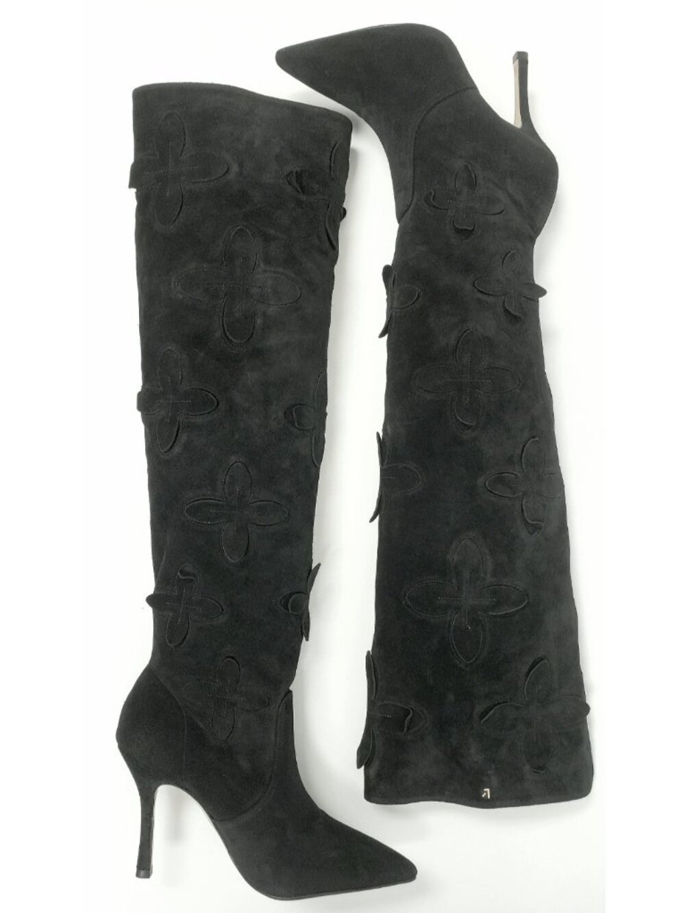 Larroude Julia Women's Suede Tall Knee High Heel Boots Black Size 7.5 - Picture 3 of 6